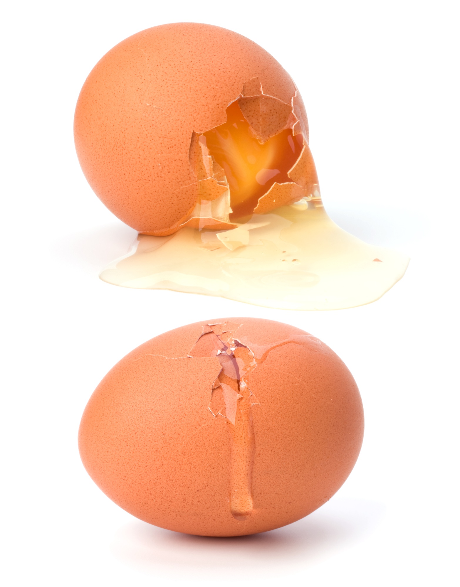 broken egg isolated on white background