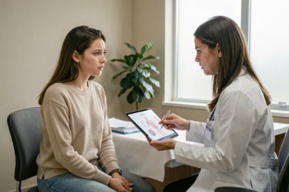 Consultation gynécologique pour une femme concernée par une lésion malpighienne intra-épithéliale de haut grade