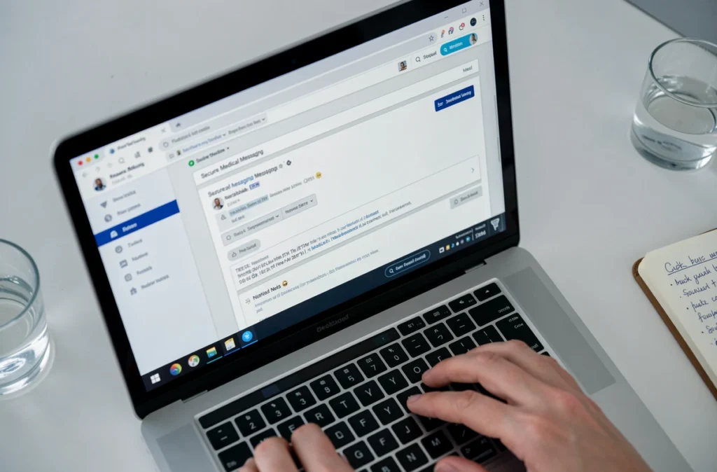 Interface de messagerie sécurisée Mailiz sur ordinateur pour données médicales en téléconsultation